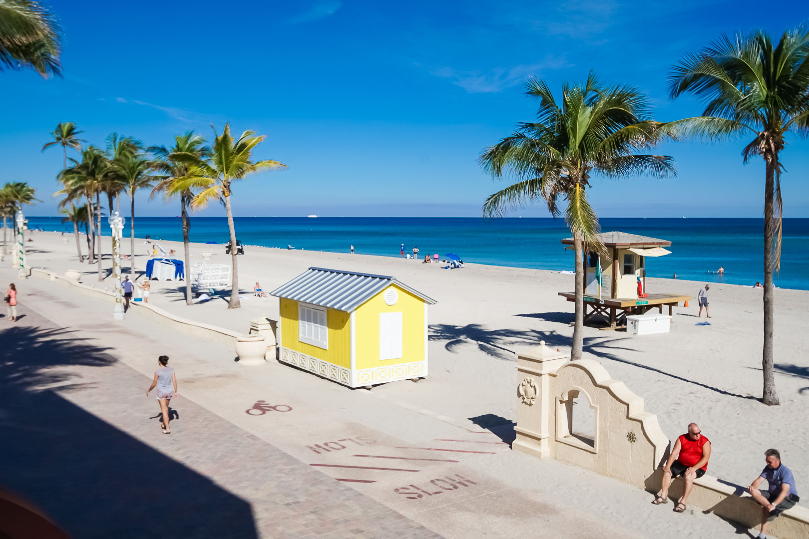 A scenic view of the beach from VRI's Hollywood Sands Resort in Hollywood, Florida.